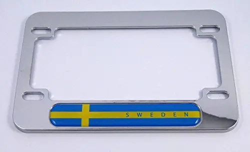 Sweden Swedish Flag Motorcycle Bike Abs Chrome Plated License Plate Frame 1