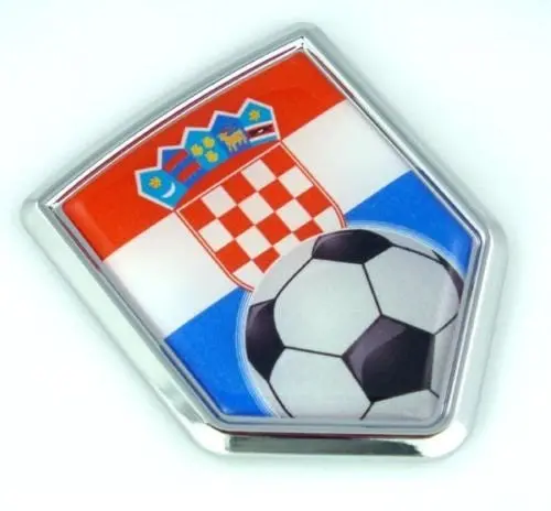 Croatia, Croatian Flag Car Chrome Emblem Sticker With Soccer Ball 1