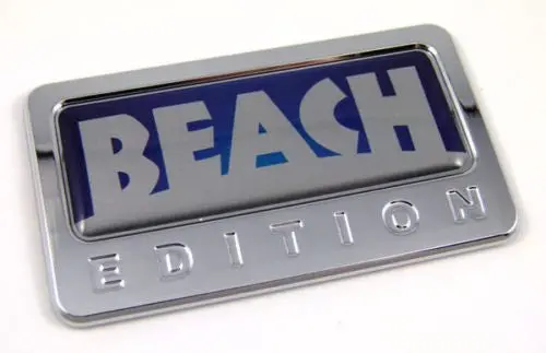Car Chrome Decals Cbedi-Beach Beach Custom Edition Chrome Emblem With Domed Decal C/W Adhesive Car Auto Badge 1