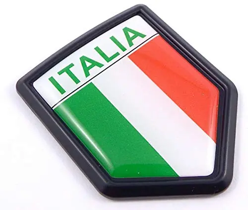 Italia Italian Flag Black Shield Car Bike Decal Crest Emblem Italy 3D Sticker 1