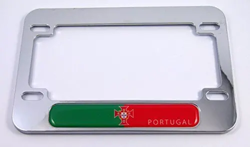 Portugal Flag Motorcycle Bike Abs Chrome Plated License Plate Frame 1