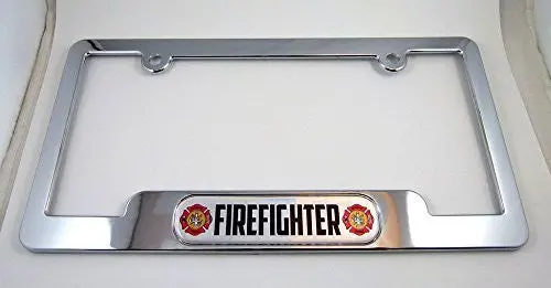 Firefighter Abs Chrome Plated License Plate Frame Free Caps And Washers 1