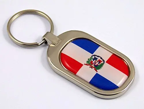 Domonican Republic Flag Key Chain Metal Chrome Plated Keychain Key Fob Keyfob 1