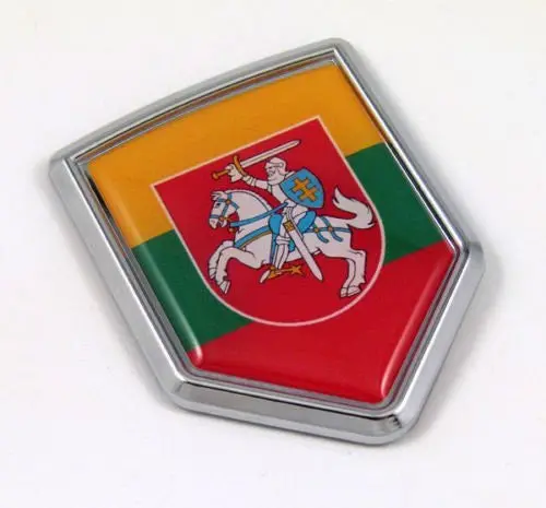 Lithuania Flag Emblem Chrome Car Auto Bike Decal Sticker Lithuanian 1