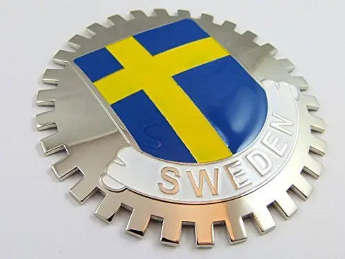 Grille Badge Sweden For Car Truck Grill Mount Swedish Flag Emblem Chrome 1