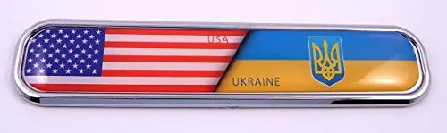 Usa/Ukraine Flag Chrome Emblem 3D Auto Decal Sticker Car Bike Boat 5.3" 1