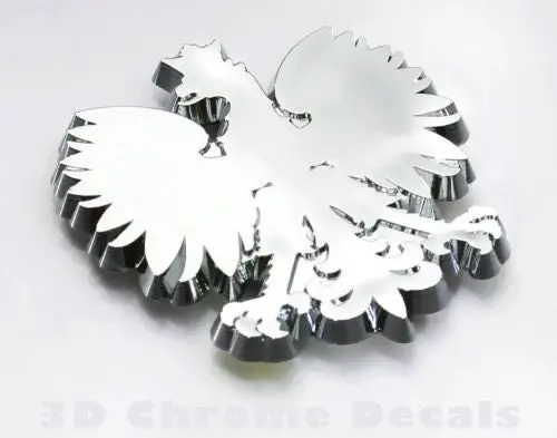 Poland Polish Polski Eagle Chrome Decal Sticker Label 1.8" 1