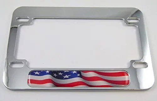 Usa American Flag Motorcycle Bike Abs Chrome Plated License Plate Frame 1