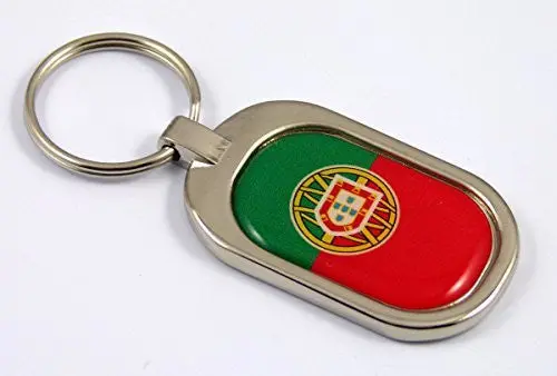Portugal Flag Key Chain Metal Chrome Plated Keychain Key Fob Keyfob Portuguese 1