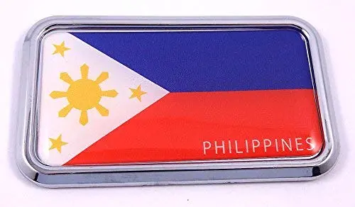 Philippine Philippine Rectanguglar Chrome Emblem Car Decal Sticker 3" X 1.75" 1