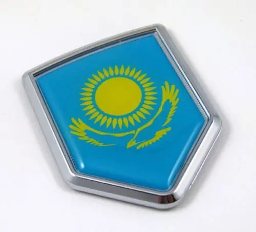 Kazakhstan Flag Kazakh Auto Chrome Emblem Chrome Car Decal Sticker 3D Medalion 1