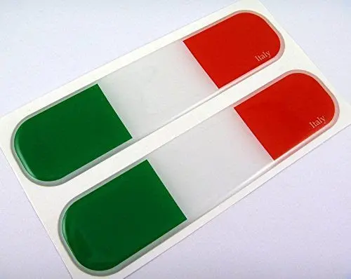 Italy Italian Flag Domed Decal Emblem Chrome Car Flexible Sticker 5" Set Of 2 1