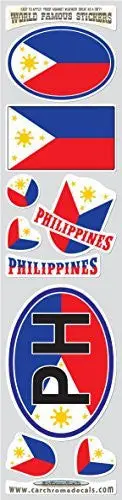 Car Chrome Decals Sts-Ph Philippines 9 Stickers Set Philippinian Flag Decals Bumper Car Auto Bike Laptop 1