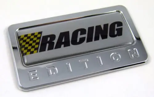 Racing Edition Chrome Emblem With Domed Decal Car Bike Auto Race Badge 3D 1