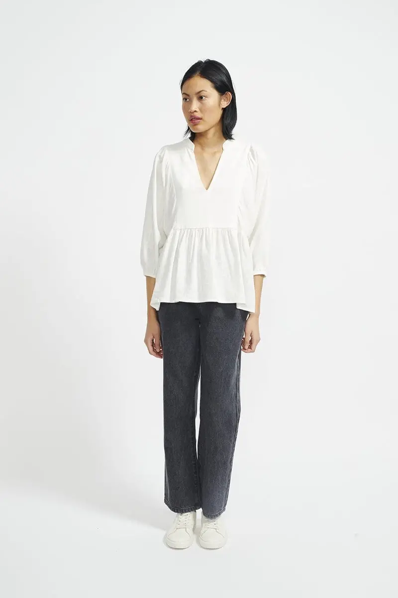 Staple - Iris Smock Blouse - Warm White 1