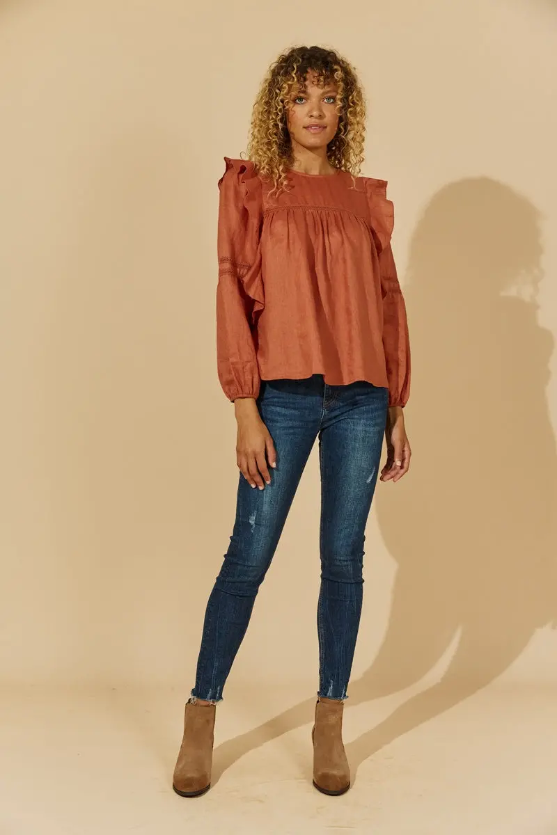 Isle Of Mine - Honesty Peasant Top - Rust 1