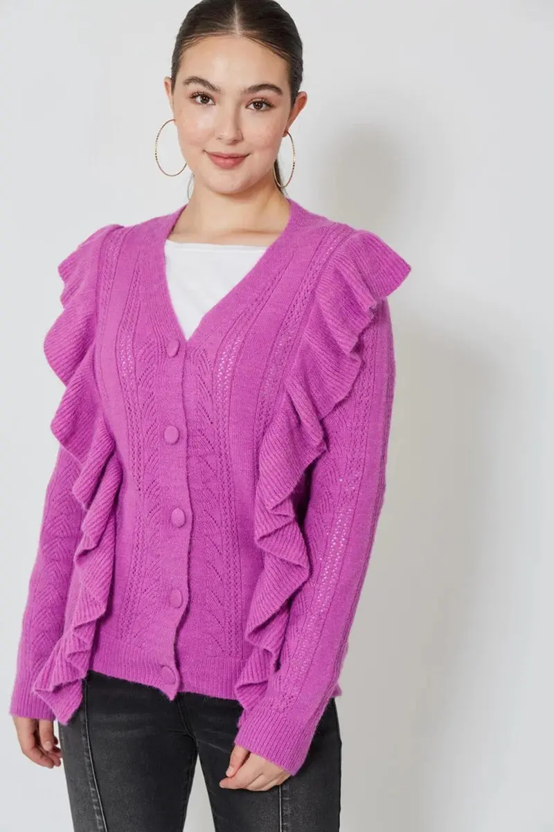 Isle Of Mine - Romy Ruffle Cardi - Orchid 1