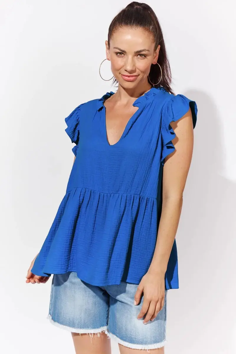 Isle Of Mine - Java Frill Top - Cobalt 1