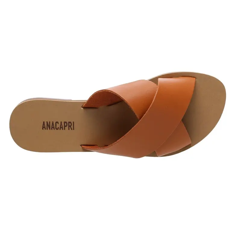 Anacapri - Leather Cross Slides - Apricot 1