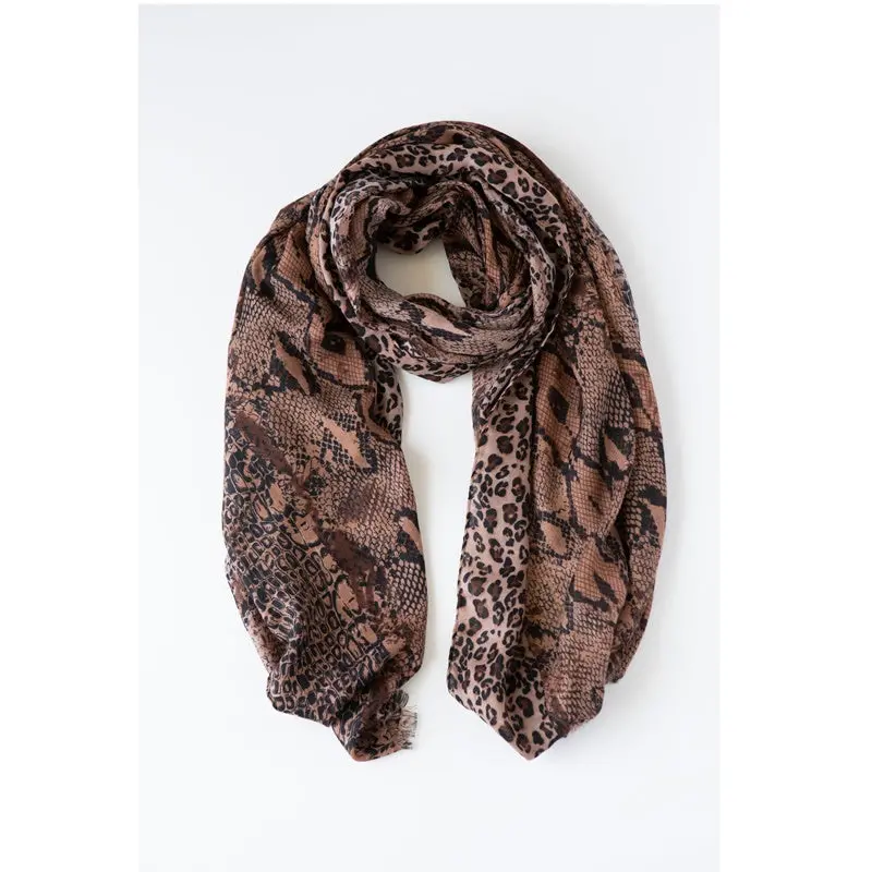 Antler - Snake Print Scarf - Chocolate 1
