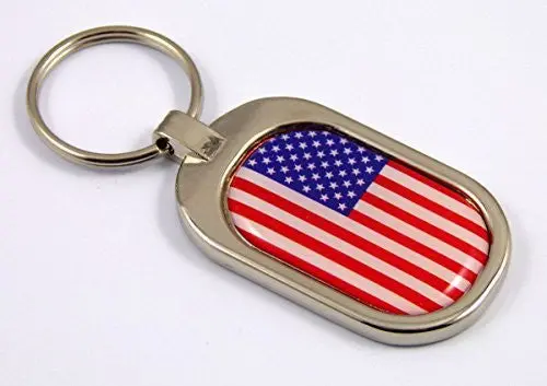 Usa Flag Key Chain Metal Chrome Plated Keychain Key Fob Keyfob America States 1