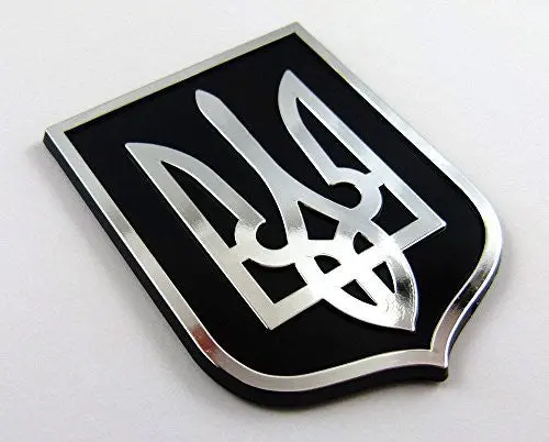 Car Chrome Decals Plnp-Ubc Ukraine Trident Tryzub Black Chrome Plastic Car Emblem Decal Sticker Crest Ubc 1