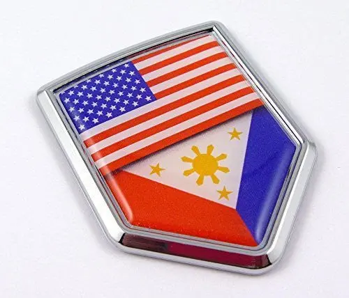Usa Philippine Philippinian American Flag Car Chrome Emblem Decal Sticker 1