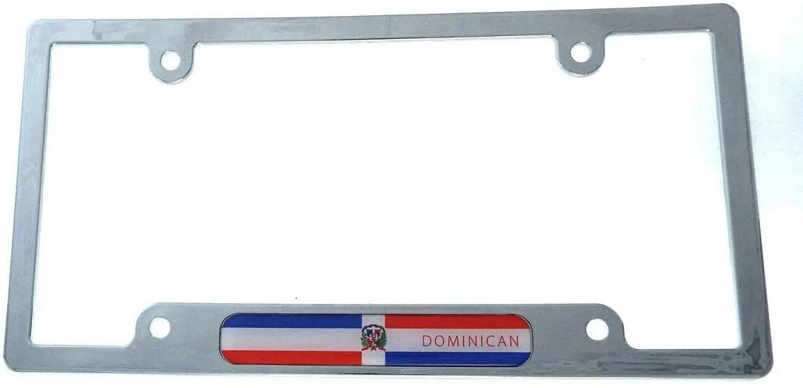 Dominican Republic Flag Car License Plate Frame Plastic Chrome Plated Cp08 1