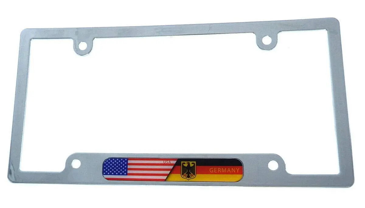 Usa Germany Flag Car License Plate Frame Chrome Plated Plastic Tag Holder Cp08 1