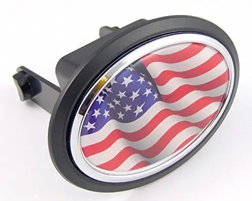 Usa American States Flag Hitch Cover Cap 2" Receiver Black With Chrome & Dome 1