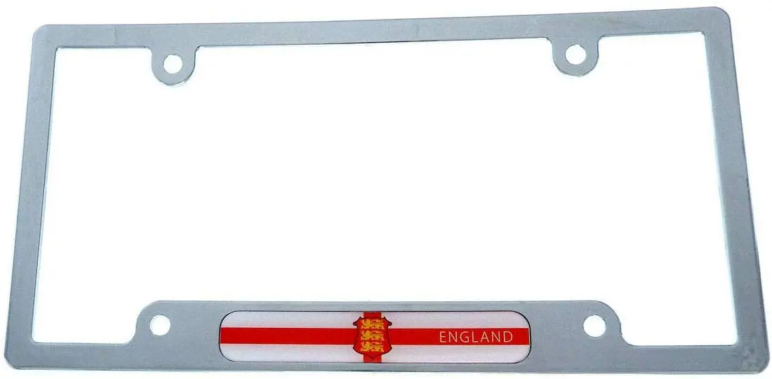 England Flag Car License Plate Frame Chrome Plated Plastic Tag Holder Cover Cp08 1
