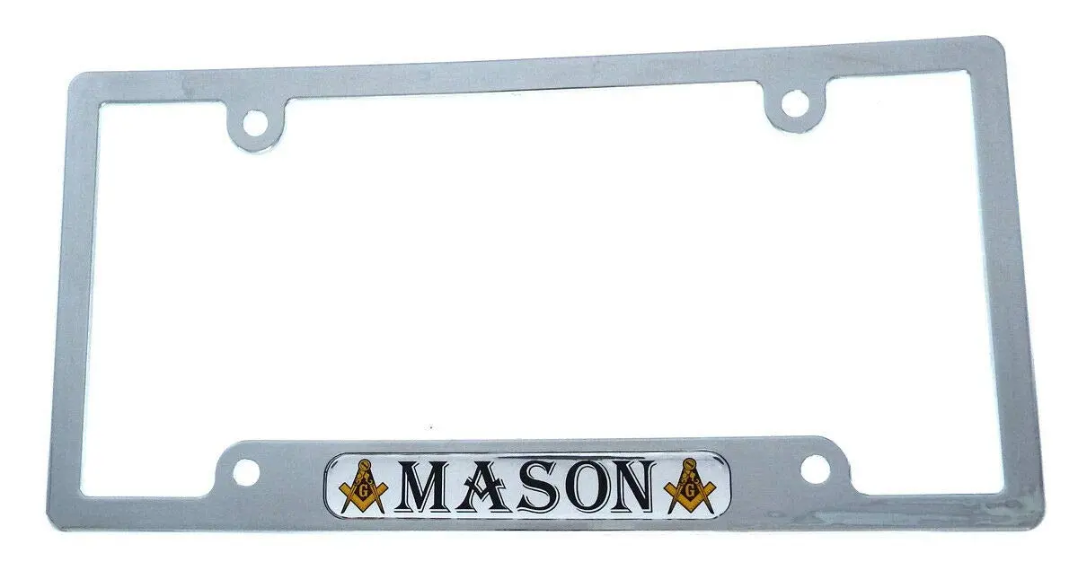 Mason Masonic Flag Car License Plate Frame Chrome Plated Plastic Tag Holder Cp08 1