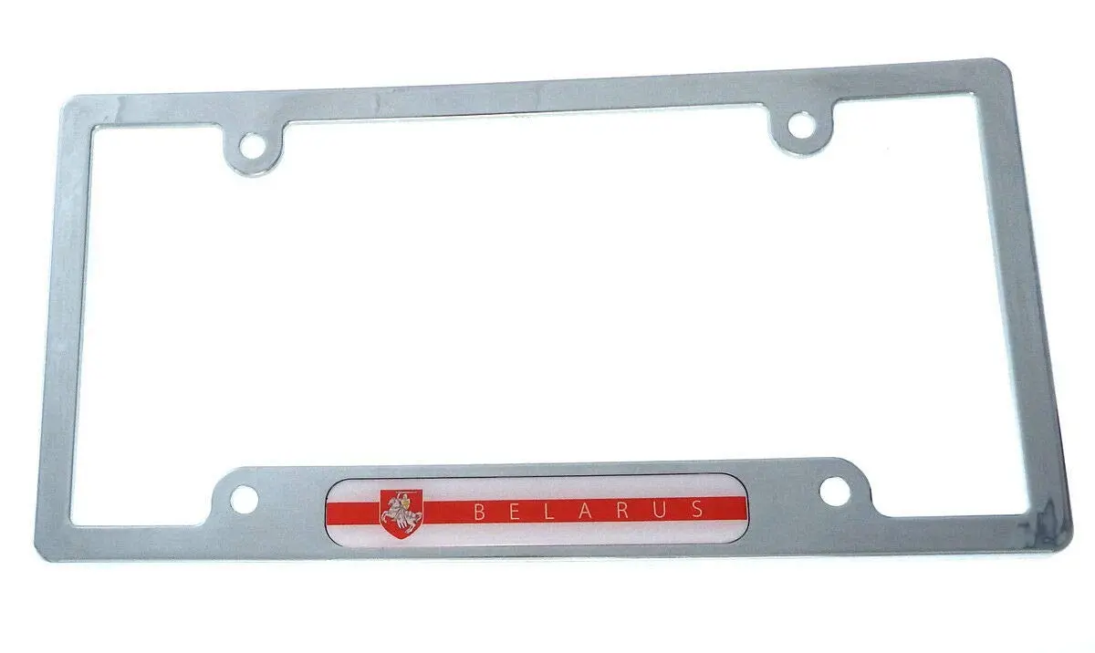 Belarus Flag License Plate Frame Plastic Chrome Plated Tag Holder Cp08 1