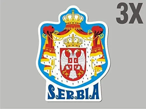 3 Serbia Shaped Stickers Flag Crest Decal Bumper Car Bike Emblem Vinyl Cn034 1