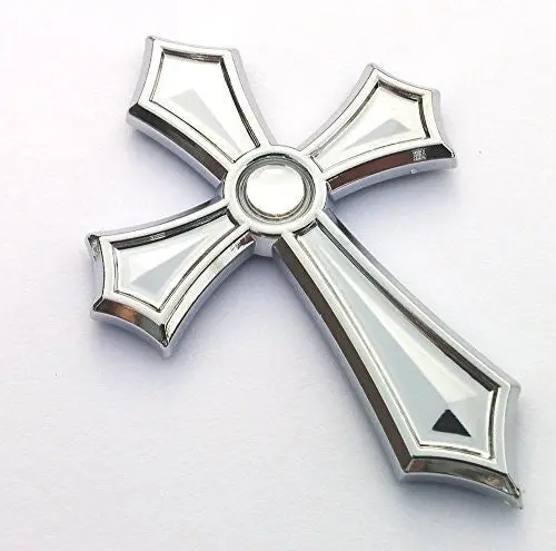 Christian Cross Jesus Cross Car Auto Bike Chrome Emblem Decal Sticker Silver Dot 1