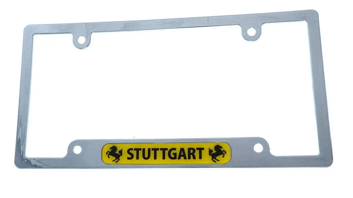 Stuttgart Flag Car License Plate Frame Chrome Plated Plastic Tag Holder Cp08 1