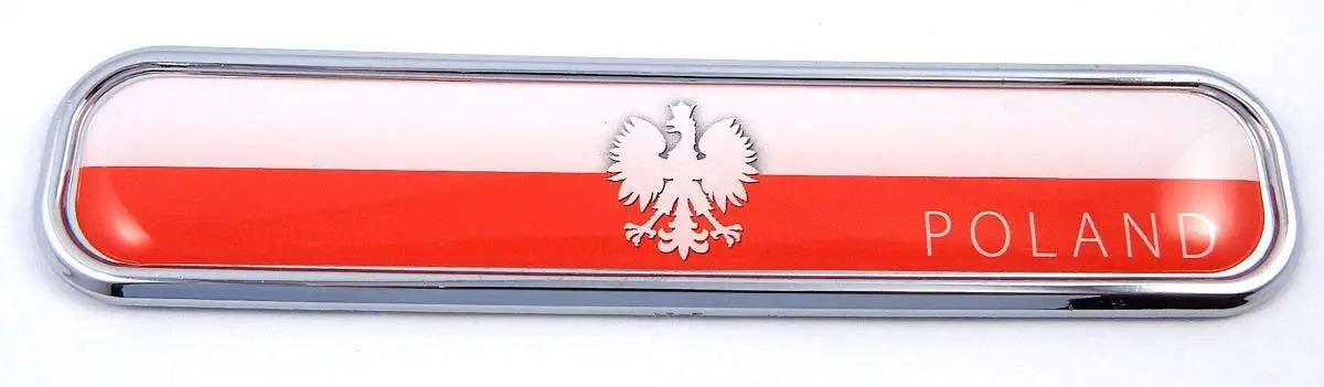 Poland Polska Polish Flag Chrome Emblem 3D Auto Decal Car Bike Boat 5.3" 1