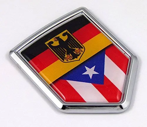 Germany Puerto Rico German Rican Flag Car Chrome Emblem Decal 3D Sticker 1