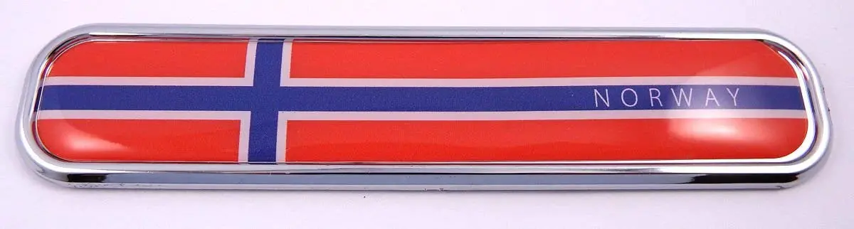 Norway Flag Chrome Emblem 3D Auto Decal Sticker Car Bike Boat 5.3" 1