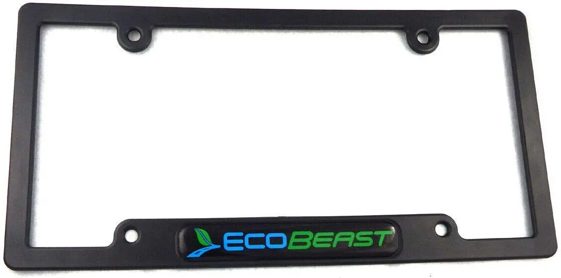 Ecobeast Black Black Plastic Car License Plate Frame Holder 1