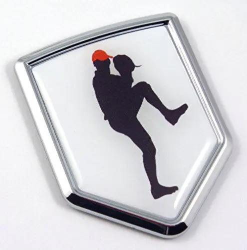 Baseball Pitcher Chrome Emblem 3D Decal Sticker Car Sport Emblem 1