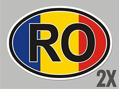 2 Romania Ro Oval Stickers Flag Decal Bumper Car Bike Emblem Cl050 1