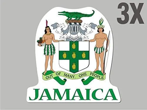 3 Jamaica Shaped Stickers Flag Crest Decal Bumper Car Bike Emblem Vinyl Cn020 1