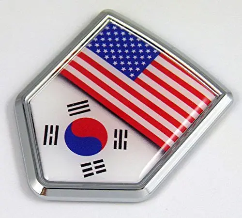 Usa South Korea Flag Car Chrome American Emblem 3D Decal Sticker Badge Crest 1