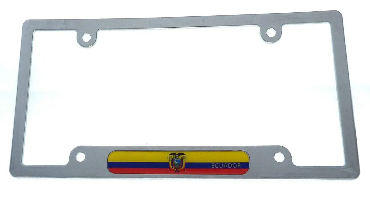 Ecuador Flag Car License Plate Frame Chrome Plated Plastic Tag Holder Cover Cp08 1