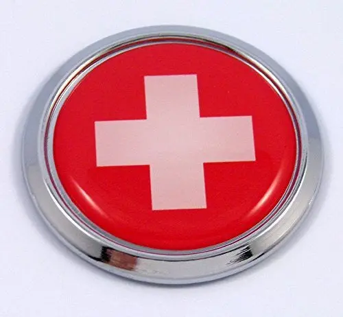 Switzerland Swiss Round Flag Car Chrome Decal Emblem Bumper Sticker Bezel Badge 1