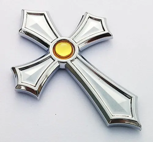 Christian Cross Jesus Cross Car Auto Bike Chrome Emblem Decal Badge 3D Sticker Gold Dome Dot 1