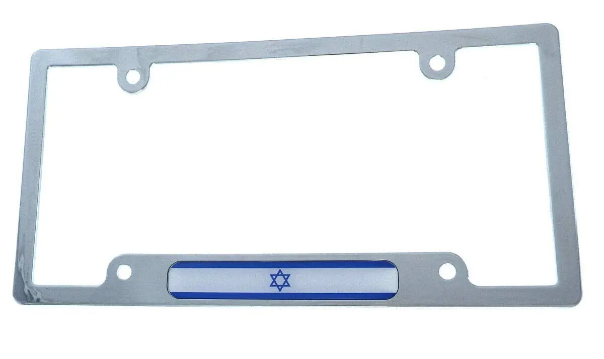 Israel Israeli Flag Car License Plate Frame Chrome Plated Plastic Tagholder Cp08 1