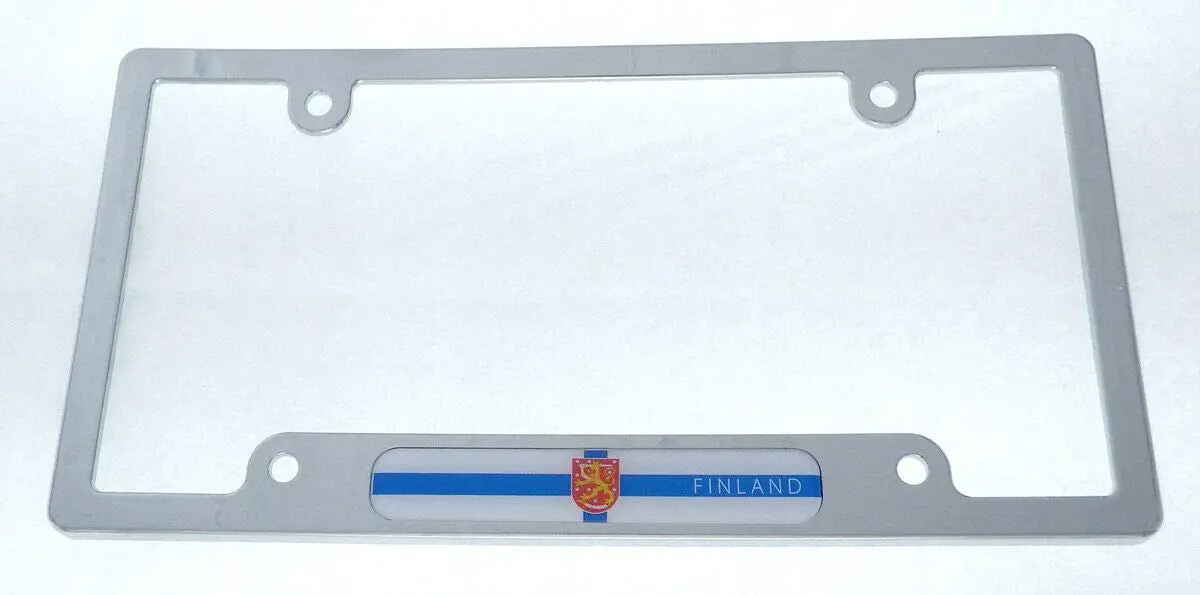 Finland Finish Flag Car License Plate Frame Chrome Plated Plastic Cp08 1