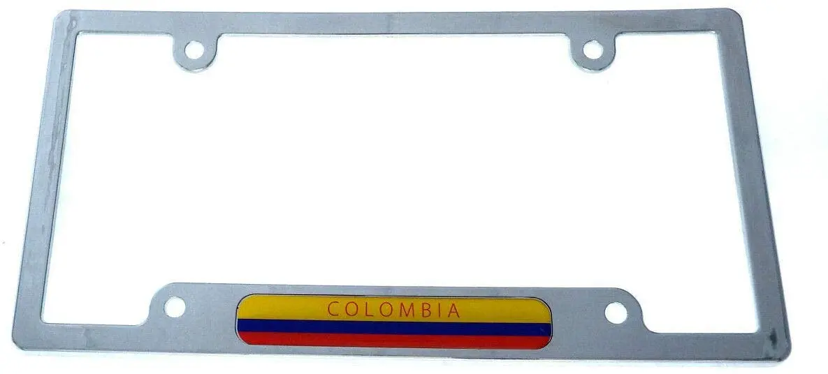 Colombia Flag Car License Plate Frame Plastic Chrome Plated Tag Holder Cp08 1